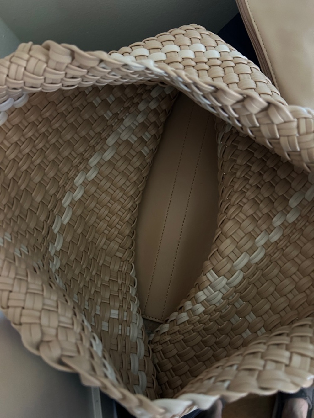 Braided Beige and White Woven Tote - Everyday Carry - Picture 8 of 9